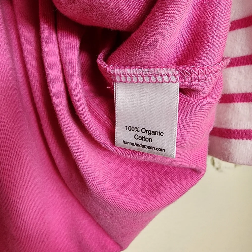 Hanna Andersson Striped Dress Girls 12-18 Months Pink Long Sleeve Pockets